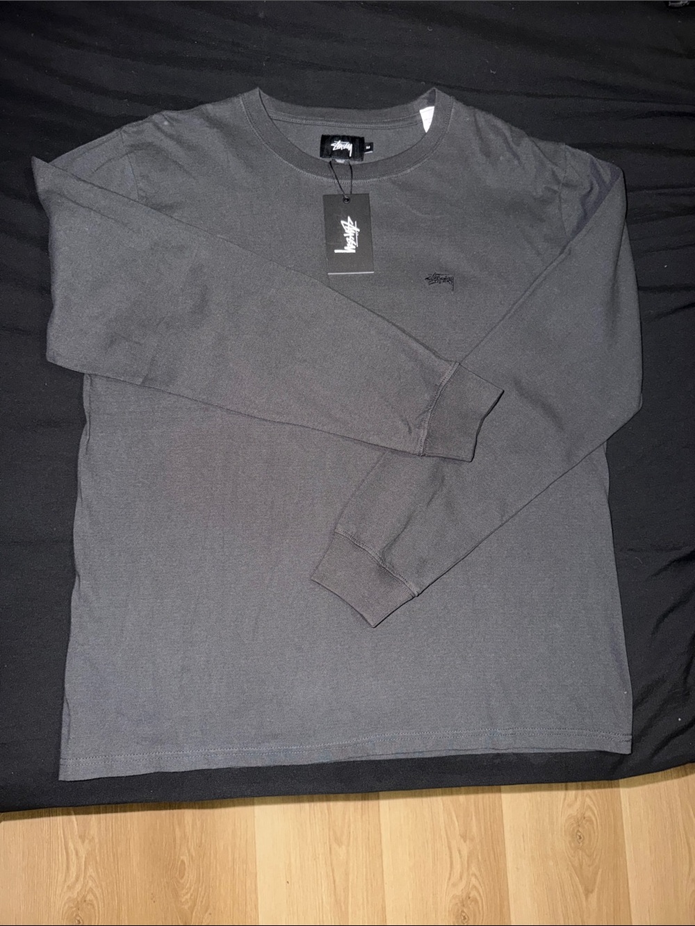 Stussy Men's Long-Sleeve Crew Shirt — Charcoal